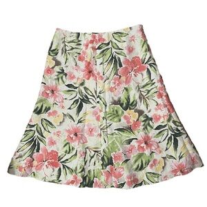 Peck & Peck Silk Linen Blend floral skirt Size 8